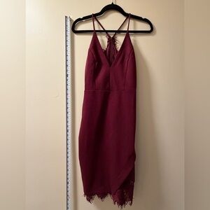 ASTR The Label Burgundy Spaghetti Strap Lace Back Dress